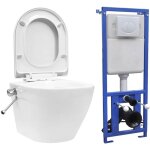 Maison chic - toilette murale wc  poser pack wc complet sans rebord et rservoir cach cramique blanc ...