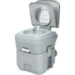 Relax4life - toilette portable 20l wc chimique pour camping, chantier, bateau, gris Relax4life - toilette portable 20l wc chimique pour camping, chantier, bateau, gris