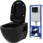 Toilette suspendue au mur wc à poser pack wc complet avec réservoir caché céramique noir 22163 Toilette suspendue au mur wc à poser pack wc complet avec réservoir caché céramique noir 22163