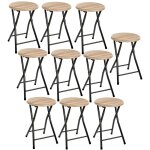 Toilinux - lot de 10 tabourets pliants en m�tal et mdf