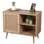 Toilinux - commode 1 porte bali en cannage et panneaux de particules