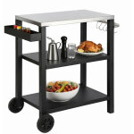 Tolletour chariot de barbecue ext�rieur � 3 �tages, table de grill avec plateau en acier inoxydable, ...