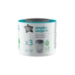 Tommee tippee - lot de 3 recharges de poubelle a couches pour simplee sangenic, protection anti - odeur ...