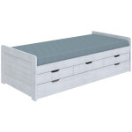 Altobuy - tommy - lit gigogne 90x200 avec tiroirs en bois massif c�rus� blanc