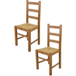 Tommychairs - set 2 chaises rustica pour cuisine, bar et salle  manger, robuste structure en bois de ...