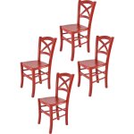 Tommychairs - set 4 chaises cross pour cuisine, bar et salle � manger, robuste structure en bois de h�tre ...