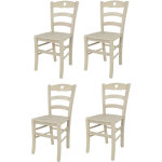 Tommychairs - set 4 chaises cuore pour cuisine, bar et salle  manger, robuste structure en bois de htre ...