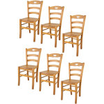 Tommychairs - set 6 chaises valentina pour cuisine, bar et salle  manger, robuste structure en bois ...