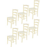 Tommychairs - set 6 chaises venice pour cuisine, bar et salle  manger, robuste structure en bois de ...