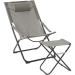 Svita - tomra chaise longue avec tabouret chaise de plage pliante chaise de camping oreiller gris clair ...