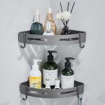 Tonchean etagère et rangement de douche, support de douche d'angle noir sans perçage rangement de salle ... Tonchean etagère et rangement de douche, support de douche d'angle noir sans perçage rangement de salle ...