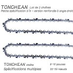 Tonchean guide et chane pour trononneuse, lot de 2 chanes de trononneuse faible rebond 3 / 8 lp 59 ...