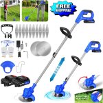 Tondeuse  gazon lectrique jardin gazon rsistant dbroussailleuse weed fraise 2pcs 1500 mah batterie ...