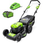 Tondeuse tracte 40v - coupe de 46cm - 1 batterie 4, 0ah - 1 chargeur - gd40lm46spk4x - greenworks