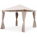 Tonnelle 3x3 m - elusa - toile beige - pergola avec rideaux. tente de jardin. barnum. chapiteau. r�ception ...