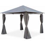 Sweeek - tonnelle 3x3 m - elusa - toile grise - pergola avec rideaux. tente de jardin. barnum. chapiteau. ...