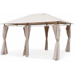 Tonnelle 3x4 m - divio - toile beige - pergola avec rideaux. tente de jardin. barnum. chapiteau. r�ception ...