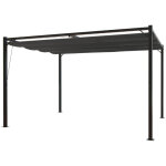 Concept - usine - pergola autoportante 3 x 4 m en acier avec toile grise tusa