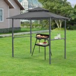 [en. casa] - tonnelle de barbecue parga 250 x 241 x 151 cm anthracite gris fonc�