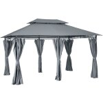 Tonnelle barnum pavillon de jardin style colonial double toit toiles latérales amovibles 3l x 4l x 2, ... Tonnelle barnum pavillon de jardin style colonial double toit toiles latérales amovibles 3l x 4l x 2, ...