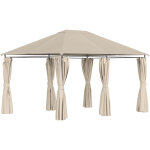 Tonnelle barnum pavillon de jardin style colonial double toit toiles lat�rales amovibles taupe
