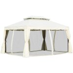 Tonnelle barnum pavillon de jardin style colonial double toit toile moustiquaires et toiles amovibles ...