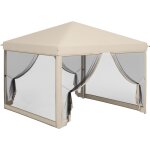 Tonnelle barnum pliant pop - up dim. 3l x 3l x 2, 65h m 4 moustiquaires sac transport noir beige