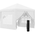 Tonnelle barnum pop - up pliant dim. 3l x 3l x 2, 58h m 2 fentres sac transport acier oxford blanc