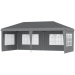 Tonnelle barnum pop - up pliant dim. 3l x 3l x 2, 58h m 2 fentres sac transport acier oxford gris