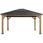 Sunjoy - tonnelle en c�dre ernir en anthracite - 393cm x 452cm