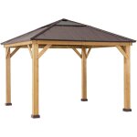 Sunjoy - tonnelle en cdre pirin marron - 336cm x 336cm