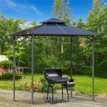 Pavillon jardin - abri barbecue - steakhouse 2 tagres - dim. 2, 4l x 1, 5l x 2, 45h m - alu. mtal ...