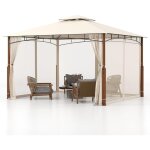 Tonnelle de jardin 360 x 300 cm avec moustiquaire, pavillon de patio ext�rieur avec toit � 2 niveaux ...