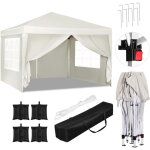 Tonnelle de jardin 3x3m avec 4 sacs de sable woltu tente pliante auvent pliable, hauteur r�glable, imperm�able ...