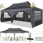 Tonnelle de jardin 3x6m, pergola pliante, pop - up barnum, avec 6 parois latrales amovibles 4 fentres, ...