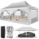 Tonnelle de jardin 3x6m, pergola pliante, pop - up barnum, avec 6 parois latrales amovibles 4 fentres, ...
