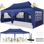 Tonnelle de jardin 3x6m, pergola pliante, pop - up barnum, avec 6 parois latrales amovibles 4 fentres, ...