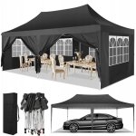 Tonnelle de jardin 3x6m, pergola pliante, pop - up barnum, avec 6 parois latrales amovibles 4 fentres, ...