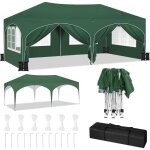 Tonnelle de jardin 3x6m woltu, tonnelle pliante avec 6 parois lat�rales et 4 sacs de sable, hauteur r�glable, ...