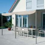 Pro et discount - tonnelle de jardin adosse pergola 4 x 3 m toile taupe 4x3 metres