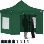 Tonnelle de jardin renforcée 3x3m pliable avec 4 parois et sac de transport à roulette - imperméable ... Tonnelle de jardin renforcée 3x3m pliable avec 4 parois et sac de transport à roulette - imperméable ...