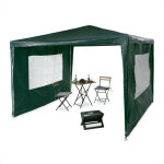 Tonnelle pavillon chapiteau pergola festival 3x3 m , 2 cts fentres mtal pe tente de jardin, vert ...