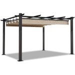 Devoko - tonnelle / pergola aluminium - 3 x 4m - bche coulissante rtractable - beige