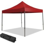 Terre jardin - chapiteau pliant 3x3 m ? tente professionnelle tanche avec housse  roulettes - - rouge ...