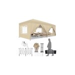 Tonnelle pliante de jardin 3x6m impermable anti - uv rglable, barnum pliant renforc de 6 parois, avec ...