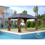 Tonnelle san jose avec rideaux et moustiquaire, 3x4m, marron