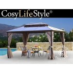 Dancover ? tonnelle santa ana 3x4m avec rideaux et moustiquaire ? aluminium robuste ? panneaux de toit ...