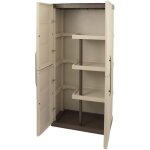 Tood - armoire de rangement haute en resine 3 tablettes avec porte balai