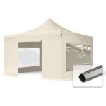 Toolport - 4x4 m tonnelle pliante - acier, côtés panoramiques, crème Toolport - 4x4 m tonnelle pliante - acier, côtés panoramiques, crème