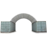 Toolport - 6x6 m abri mont sur containers, primetex 2300 anti - feu, blanc